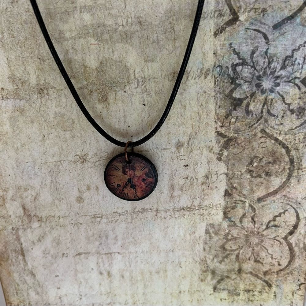 Handcrafted Wooden charm Necklace with Leather Cord